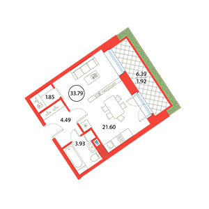 Студия, 33.79 м² — ЖК ЖК Ариосто
