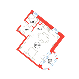 Студия, 35.36 м² — ЖК ЖК Ариосто