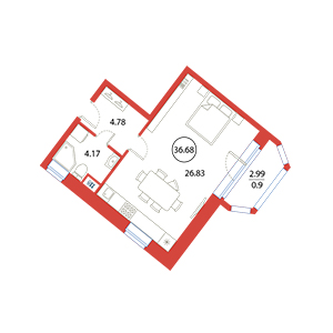 Студия, 36.68 м² — ЖК ЖК Ариосто