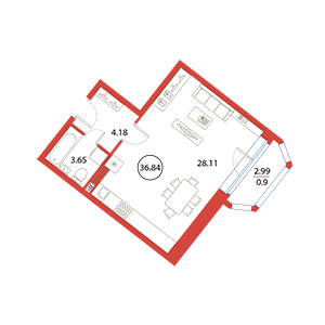 Студия, 36.84 м² — ЖК ЖК Ариосто