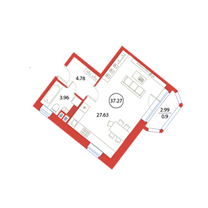 Студия, 37.27 м² — ЖК ЖК Ариосто