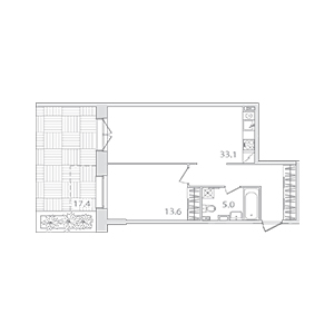 2-комнатная, 56.9 м² — ЖК ЖК Лайф Приморский