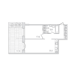 2-комнатная, 56.9 м² — ЖК ЖК Лайф Приморский