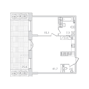 2-комнатная, 74.4 м² — ЖК ЖК Лайф Приморский