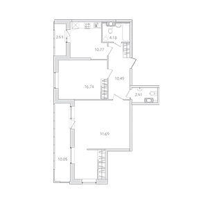 2-комнатная, 76.6 м² — ЖК ЖК Лайф Приморский