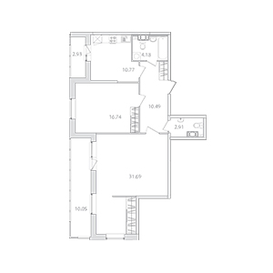 2-комнатная, 76.8 м² — ЖК ЖК Лайф Приморский
