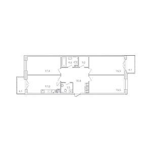 3-комнатная, 100.8 м² — ЖК ЖК Лайф Приморский