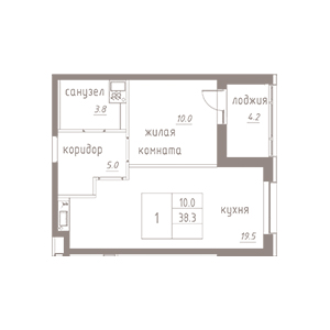 1-комнатная, 40.35 м² — ЖК ЖК Лайф Лесная
