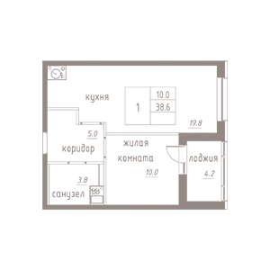 1-комнатная, 40.65 м² — ЖК ЖК Лайф Лесная