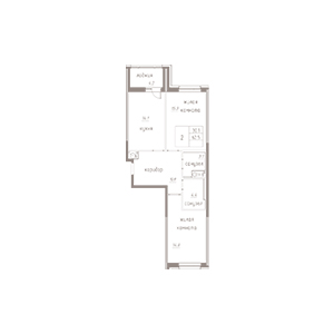 2-комнатная, 64.6 м² — ЖК ЖК Лайф Лесная