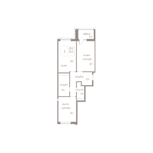 2-комнатная, 67.3 м² — ЖК ЖК Лайф Лесная