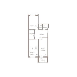 2-комнатная, 76.1 м² — ЖК ЖК Лайф Лесная