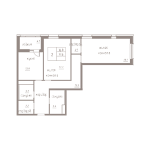 2-комнатная, 79.65 м² — ЖК ЖК Лайф Лесная