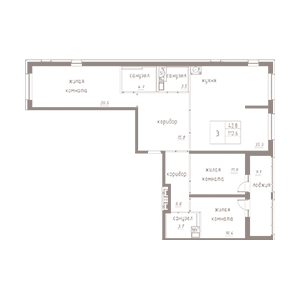 3-комнатная, 117.15 м² — ЖК ЖК Лайф Лесная