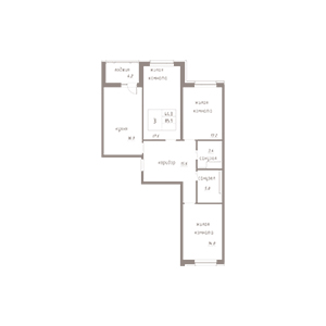3-комнатная, 87.2 м² — ЖК ЖК Лайф Лесная