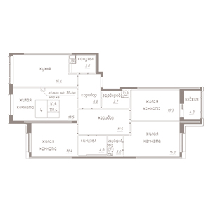4-комнатная, 112.5 м² — ЖК ЖК Лайф Лесная