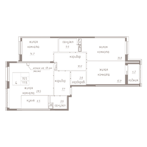 4-комнатная, 113.6 м² — ЖК ЖК Лайф Лесная