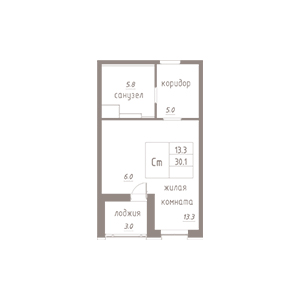 Студия, 31.6 м² — ЖК ЖК Лайф Лесная