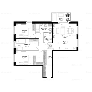 3-комнатная, 102.1 м² — ЖК ЖК Сканди Клаб