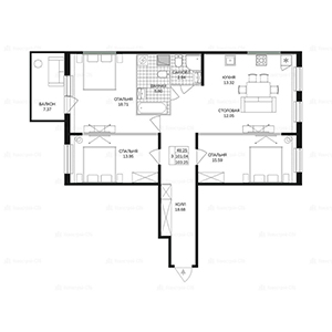 3-комнатная, 103.25 м² — ЖК ЖК Сканди Клаб
