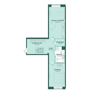 1-комнатная, 56.75 м² — ЖК ЖК Магнифика Резиденс (Magnifika Residence)