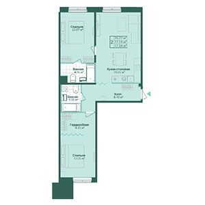 2-комнатная, 77.16 м² — ЖК ЖК Магнифика Резиденс (Magnifika Residence)