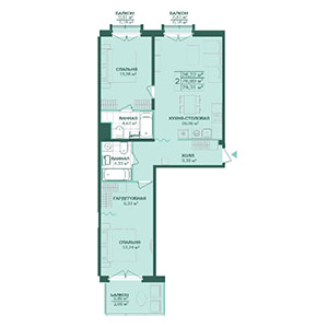 2-комнатная, 79.31 м² — ЖК ЖК Магнифика Резиденс (Magnifika Residence)