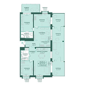 4-комнатная, 116.03 м² — ЖК ЖК Магнифика Резиденс (Magnifika Residence)