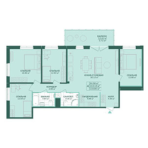 4-комнатная, 116.85 м² — ЖК ЖК Магнифика Резиденс (Magnifika Residence)