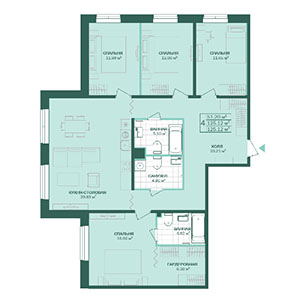 4-комнатная, 125.12 м² — ЖК ЖК Магнифика Резиденс (Magnifika Residence)