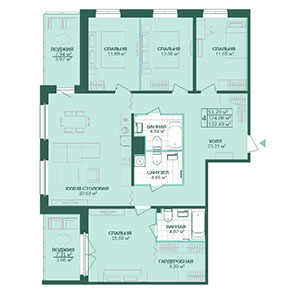 4-комнатная, 132.49 м² — ЖК ЖК Магнифика Резиденс (Magnifika Residence)