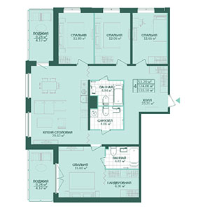 4-комнатная, 133.1 м² — ЖК ЖК Магнифика Резиденс (Magnifika Residence)