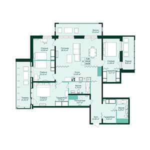 4-комнатная, 146.16 м² — ЖК ЖК Магнифика Лайфстайл