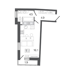 Студия, 25.5 м² — ЖК ЖК Ультра Сити