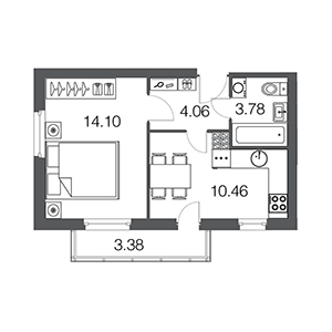 1-комнатная, 32.4 м² — ЖК ЖК ЭкоСити