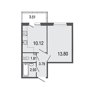 1-комнатная, 32.5 м² — ЖК ЖК ЭкоСити