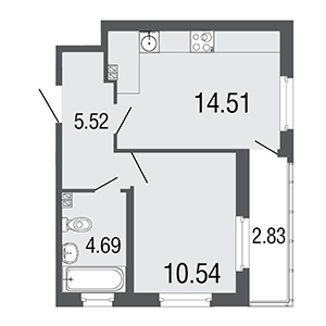 1-комнатная, 35.3 м² — ЖК ЖК ЭкоСити
