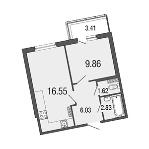 1-комнатная, 36.9 м² — ЖК ЖК ЭкоСити