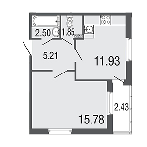 1-комнатная, 37.3 м² — ЖК ЖК ЭкоСити