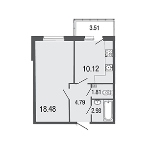 1-комнатная, 38.1 м² — ЖК ЖК ЭкоСити