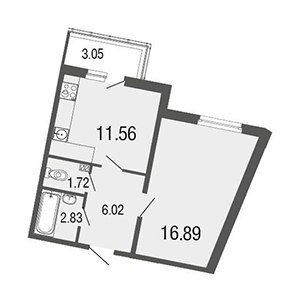 1-комнатная, 39 м² — ЖК ЖК ЭкоСити