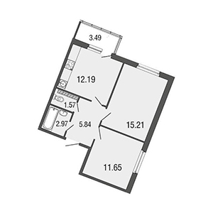 2-комнатная, 49.4 м² — ЖК ЖК ЭкоСити