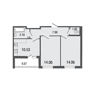 2-комнатная, 51 м² — ЖК ЖК ЭкоСити