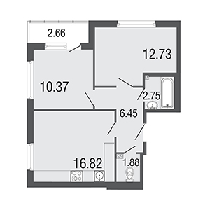2-комнатная, 52.61 м² — ЖК ЖК ЭкоСити