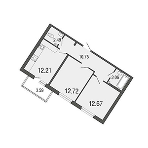 2-комнатная, 53.9 м² — ЖК ЖК ЭкоСити