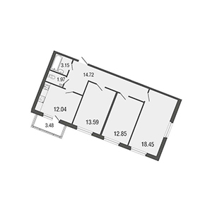 3-комнатная, 76.8 м² — ЖК ЖК ЭкоСити