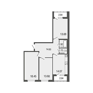 3-комнатная, 79.3 м² — ЖК ЖК ЭкоСити