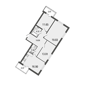 3-комнатная, 82.5 м² — ЖК ЖК ЭкоСити