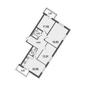 3-комнатная, 82.8 м² — ЖК ЖК ЭкоСити