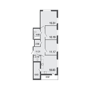 3-комнатная, 83.5 м² — ЖК ЖК ЭкоСити